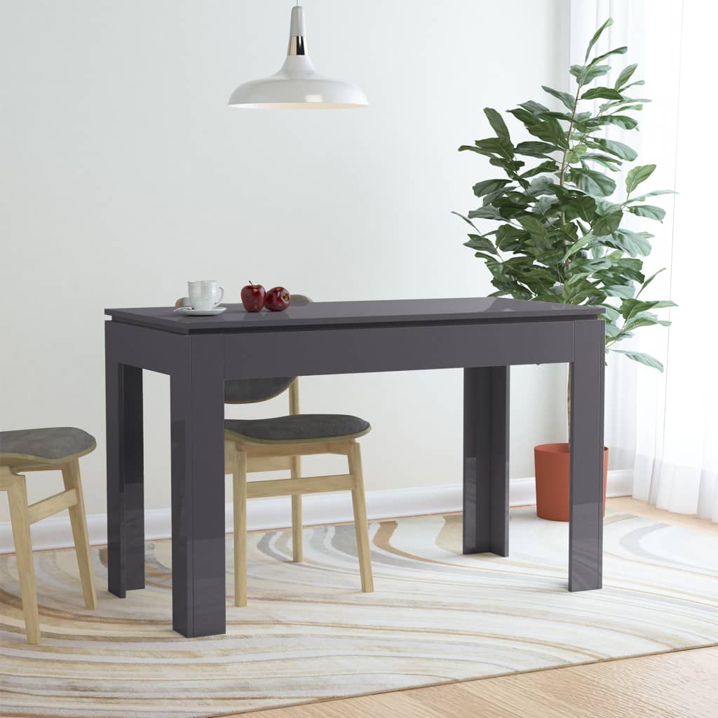 Dining Table High Gloss Grey 120x60x76 cm Chipboard