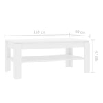 Coffee Table  White  Chipboard