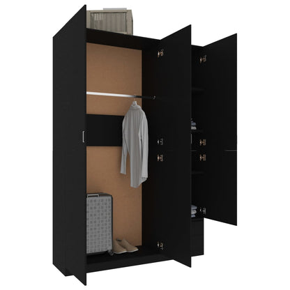 3-Door Wardrobe Black 120x50x180 cm Chipboard
