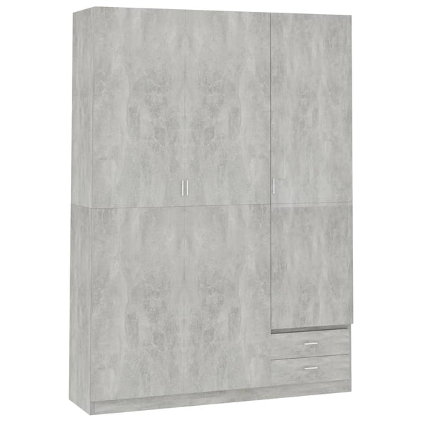  3-Door Wardrobe Concrete Grey Chipboard