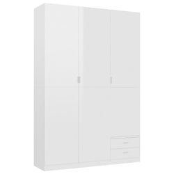 3-Door Wardrobe High Gloss White 120x50x180 cm Chipboard
