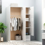 3-Door Wardrobe High Gloss White Chipboard