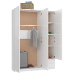 3-Door Wardrobe High Gloss White Chipboard