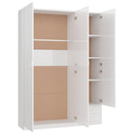 3-Door Wardrobe High Gloss White Chipboard