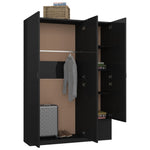 3-Door Wardrobe High Gloss Black  Chipboard