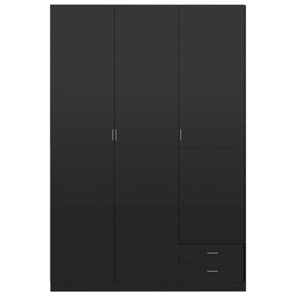 3-Door Wardrobe High Gloss Black 120x50x180 cm Chipboard