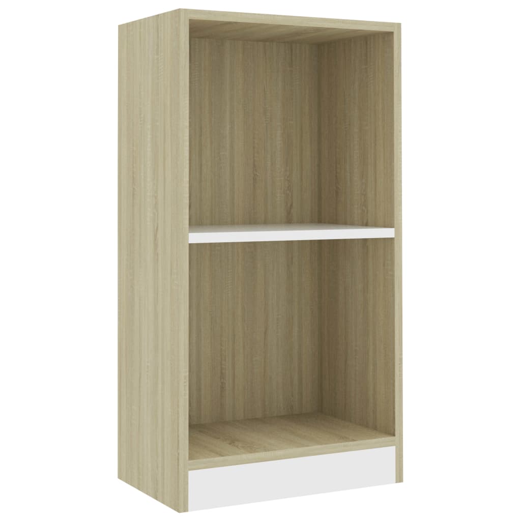 Bookshelf White and Sonoma Oak 40x24x75 cm Chipboard