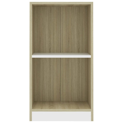 Bookshelf White and Sonoma Oak 40x24x75 cm Chipboard