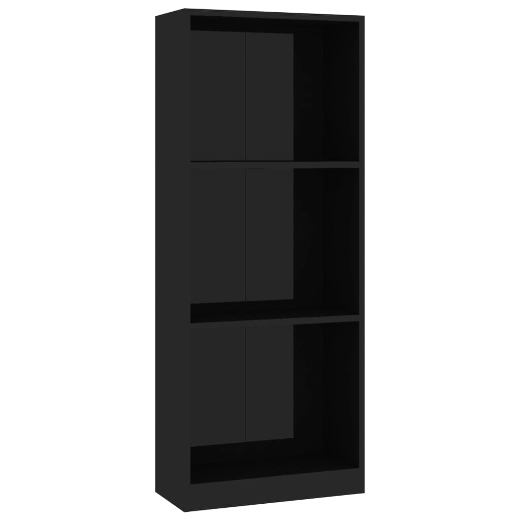 3-Tier Book Cabinet High Gloss Black 40x24x108 cm Chipboard
