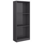 3-Tier Book Cabinet High Gloss Grey /Chipboard