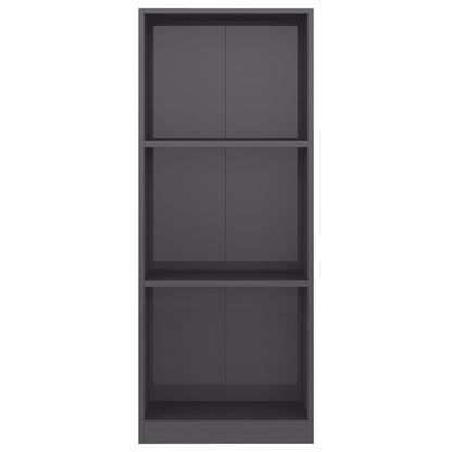 3-Tier Book Cabinet High Gloss Grey 40x24x108 cm Chipboard