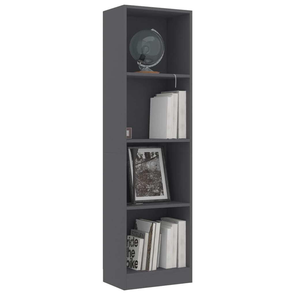 4-Tier Book Cabinet Grey 40x24x142 cm Chipboard