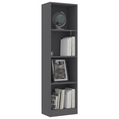 4-Tier Book Cabinet Grey 40x24x142 cm Chipboard