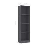 4-Tier Book Cabinet Grey - Chipboard