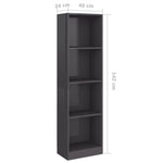 4-Tier Book Cabinet High Gloss Grey
