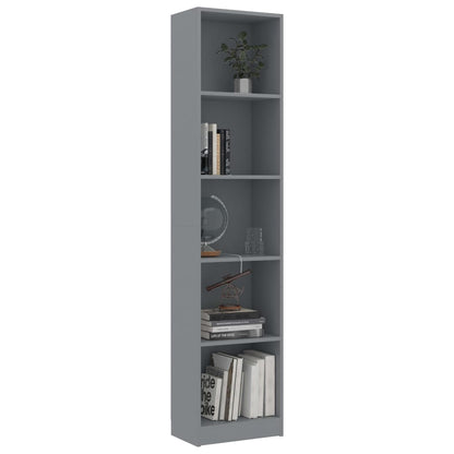 5-Tier Book Cabinet Grey 40x24x175 cm Chipboard
