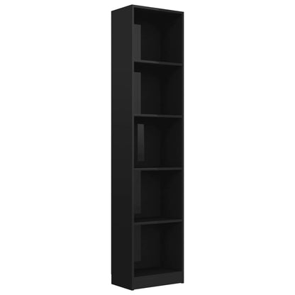 5-Tier Book Cabinet High Gloss Black 40x24x175 cm Chipboard
