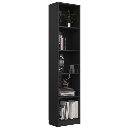 5-Tier Book Cabinet High Gloss Black 40x24x175 cm Chipboard