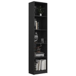 5-Tier Book Cabinet High Gloss Black, Chipboard