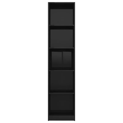 5-Tier Book Cabinet High Gloss Black 40x24x175 cm Chipboard