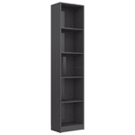 5-Tier Book Cabinet High Gloss Grey, Chipboard