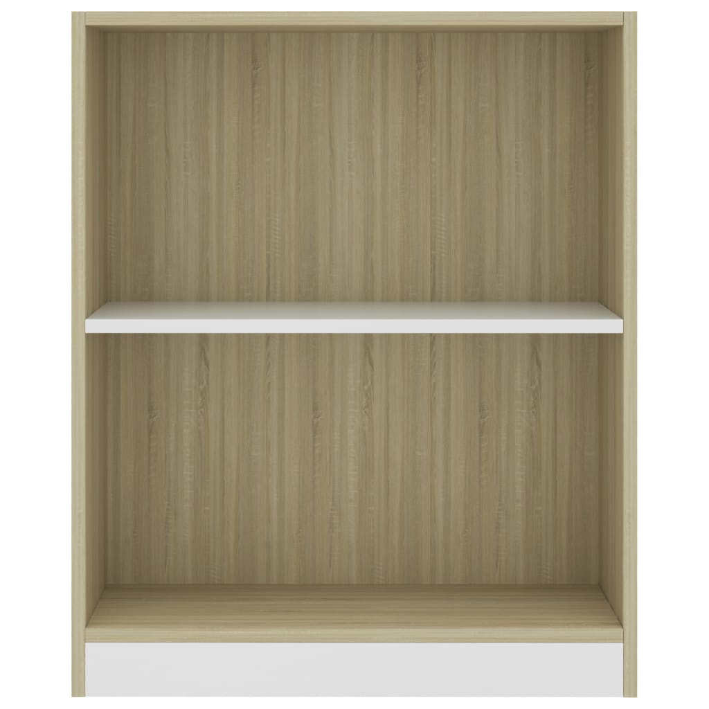 Bookshelf White and Sonoma Oak 60x24x74.5 cm Chipboard