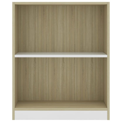 Bookshelf White and Sonoma Oak 60x24x74.5 cm Chipboard