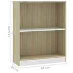 Bookshelf White and Sonoma Oak 60x24x74.5 cm Chipboard