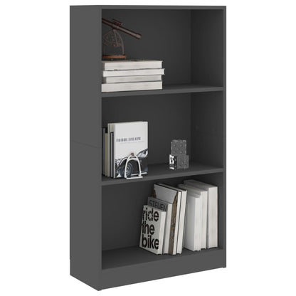 3-Tier Book Cabinet Grey 60x24x108 cm Chipboard