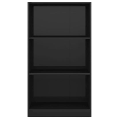 3-Tier Book Cabinet High Gloss Black 60x24x108 cm Chipboard