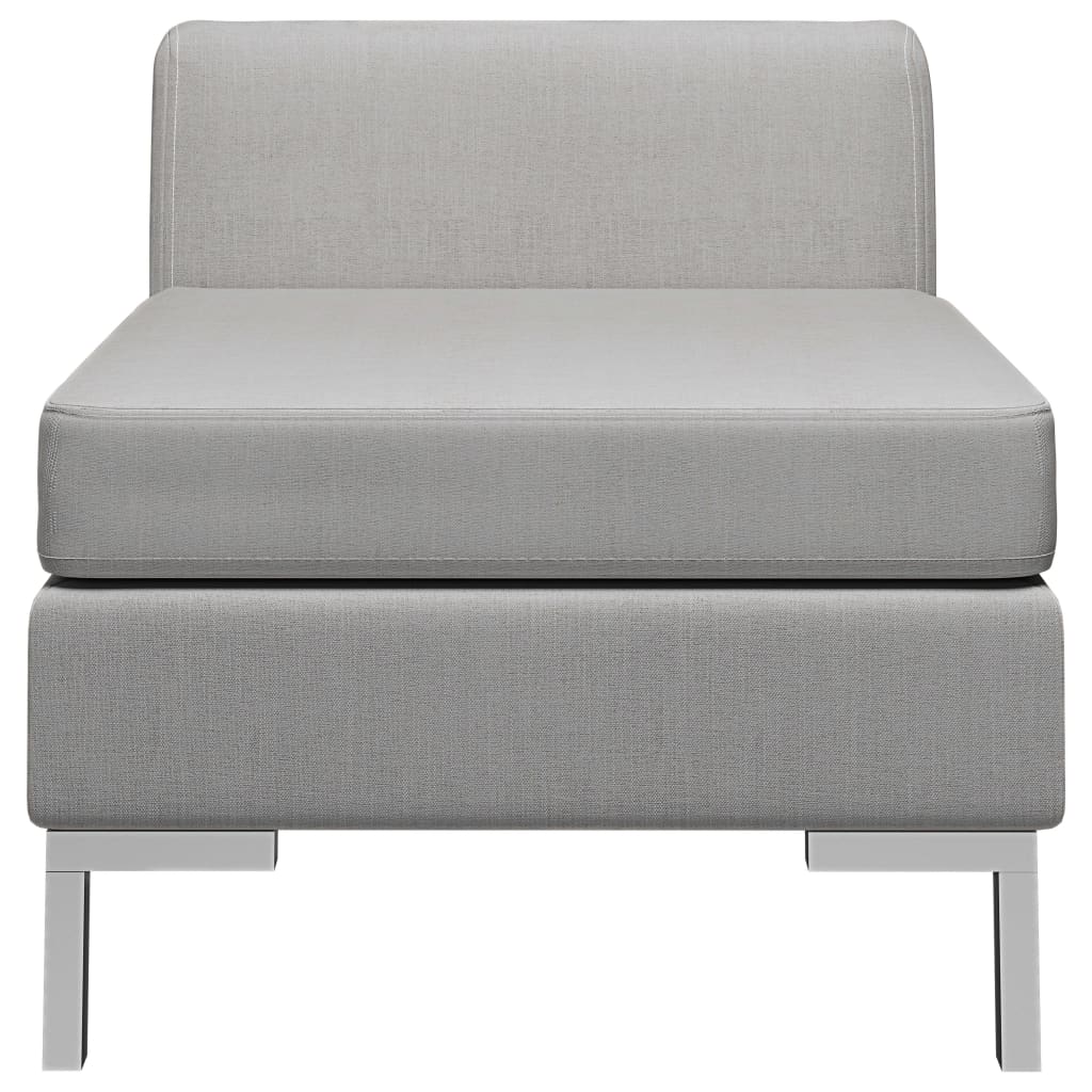 Sectional Middle Sofa with Cushion Fabric Light Grey