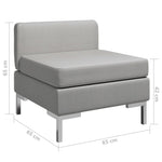 Sectional Middle Sofa with Cushion Fabric Light Grey
