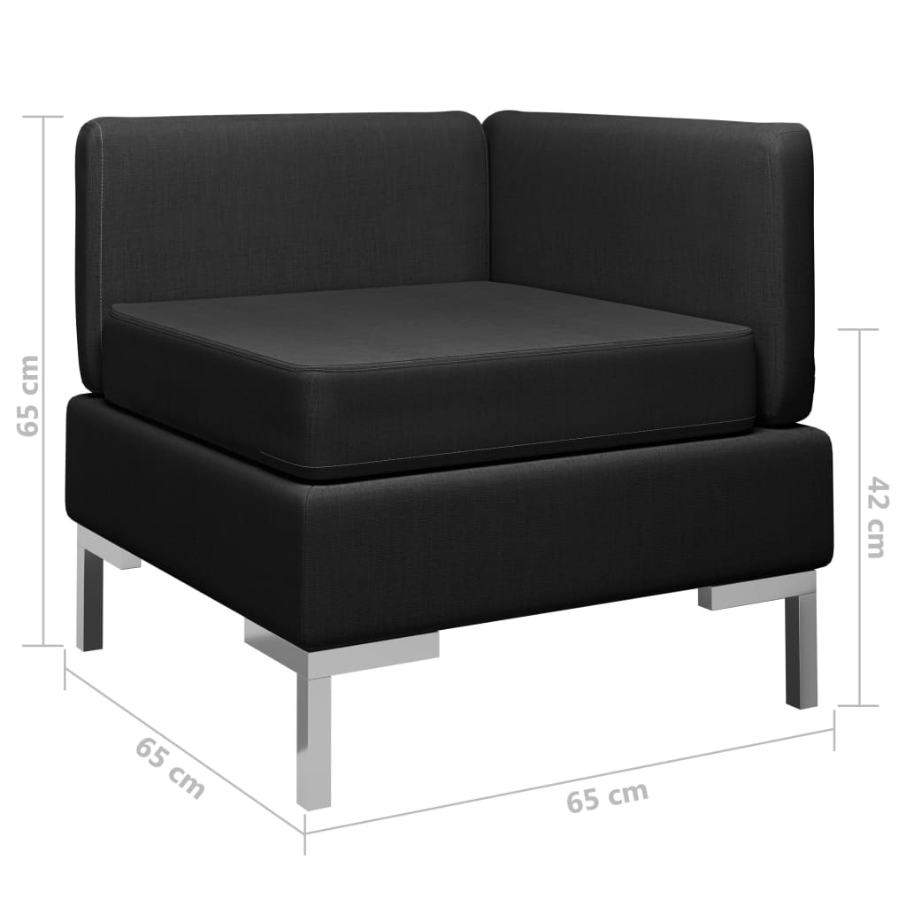 Sectional Corner Sofa with Cushion Fabric Black