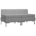Sectional Middle Sofas 2 pcs with Cushions Fabric Light Grey