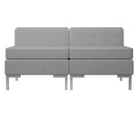 Sectional Middle Sofas 2 pcs with Cushions Fabric Light Grey