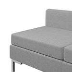 Sectional Middle Sofas 2 pcs with Cushions Fabric Light Grey