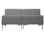Sectional Middle Sofas 2 pcs with Cushions Fabric Dark Grey