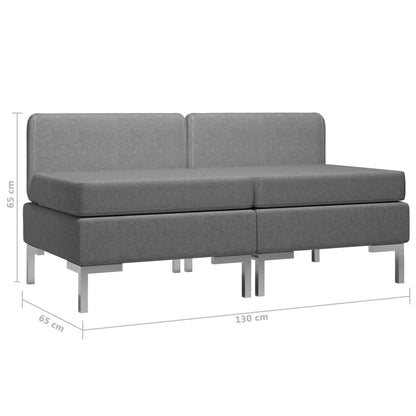 Sectional Middle Sofas 2 pcs with Cushions Fabric Dark Grey