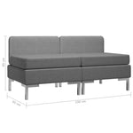 Sectional Middle Sofas 2 pcs with Cushions Fabric Dark Grey