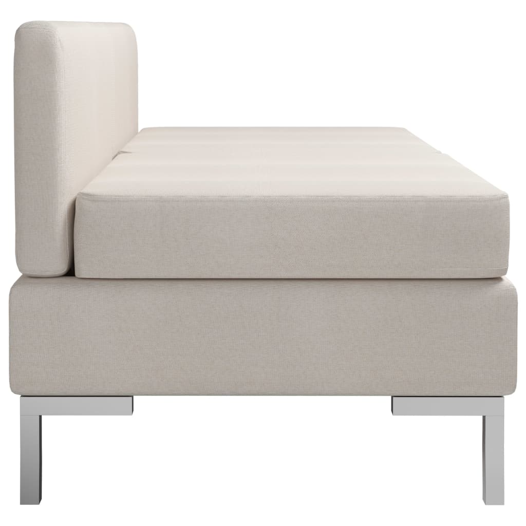 Sectional Middle Sofas 2 pcs with Cushions Fabric Cream