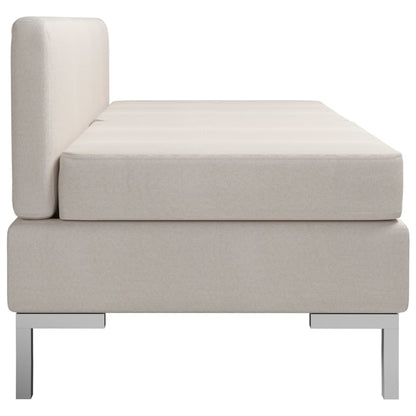 Sectional Middle Sofas 2 pcs with Cushions Fabric Cream