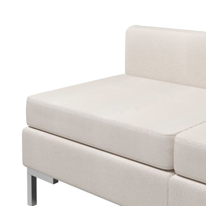 Sectional Middle Sofas 2 pcs with Cushions Fabric Cream