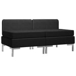 Sectional Middle Sofas 2 pcs with Cushions Fabric Black