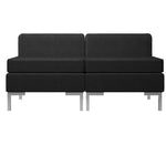 Sectional Middle Sofas 2 pcs with Cushions Fabric Black