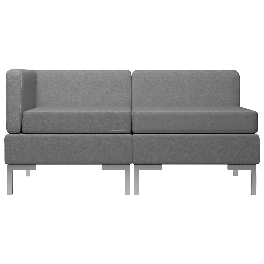 Sectional Corner and Middle Sofas with Cushions Fabric Dark Grey