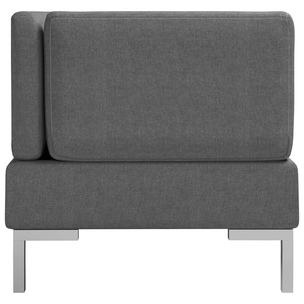 Sectional Corner and Middle Sofas with Cushions Fabric Dark Grey