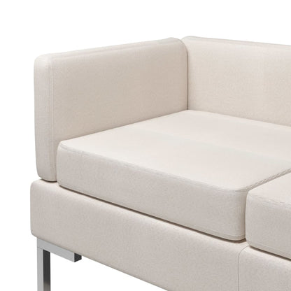 2 Piece Sofa Set Fabric Cream