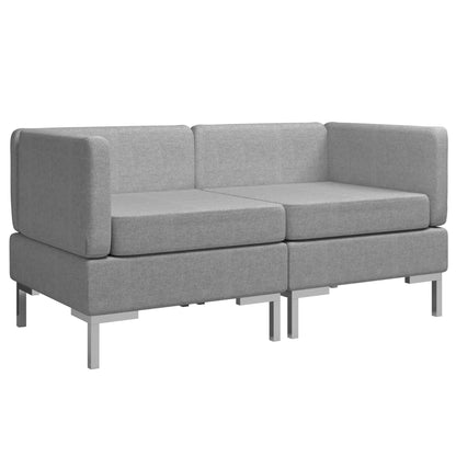 Sectional Corner Sofas 2 pcs with Cushions Fabric Light Grey