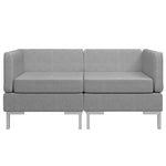 Sectional Corner Sofas 2 pcs with Cushions Fabric Light Grey