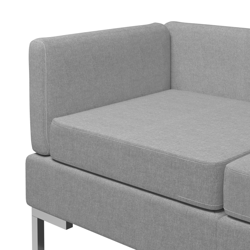 Sectional Corner Sofas 2 pcs with Cushions Fabric Light Grey